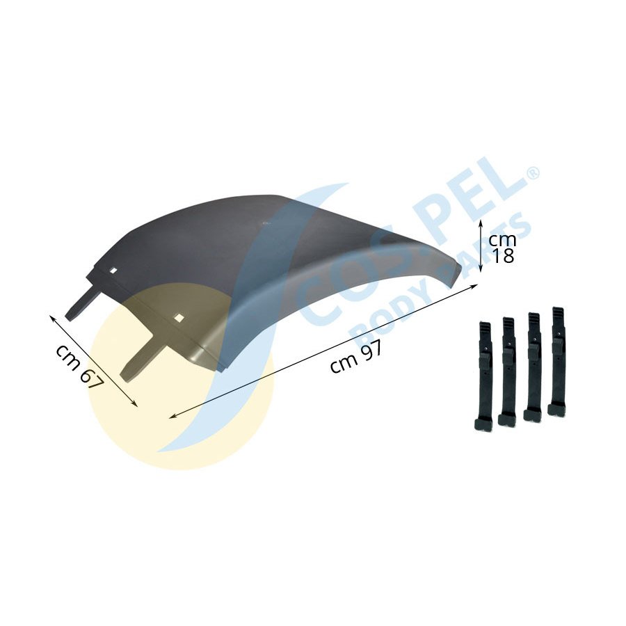 UPPER MUDGUARD RH-LH WITH TENSIONERS (BLACK)